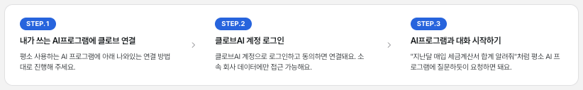 연결 방법 안내의 세 단계 요약